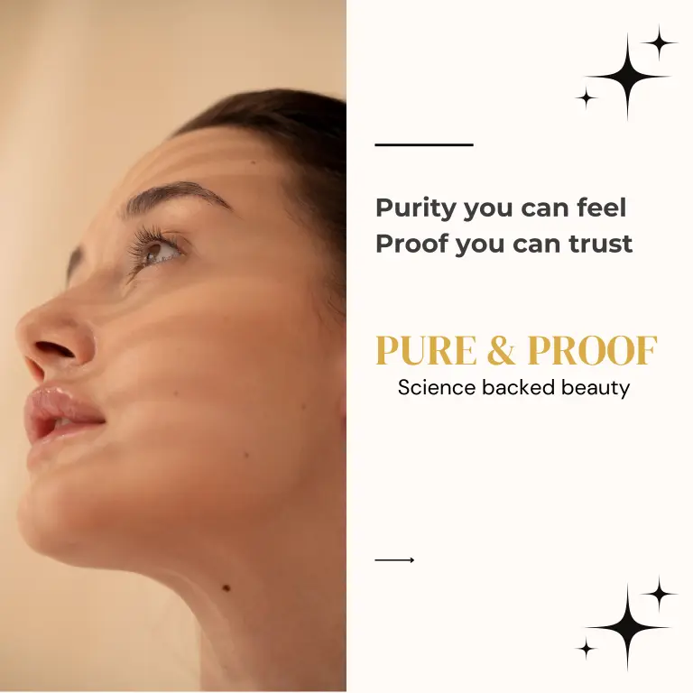 Woman with glowing healthy skin - Pure & Proof skincare results